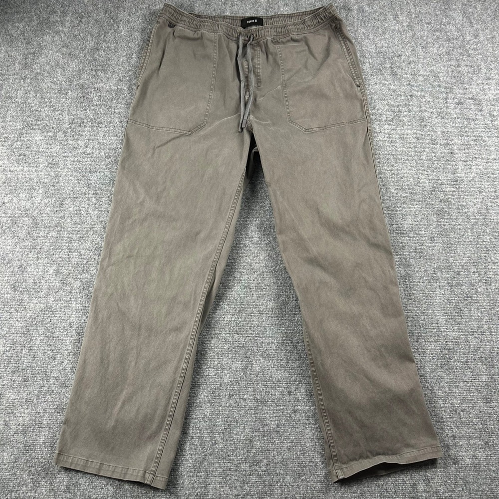 Roark Camp Pants Mens XL Gray Elastic Waist Drawstring Straight Leg Outdoor